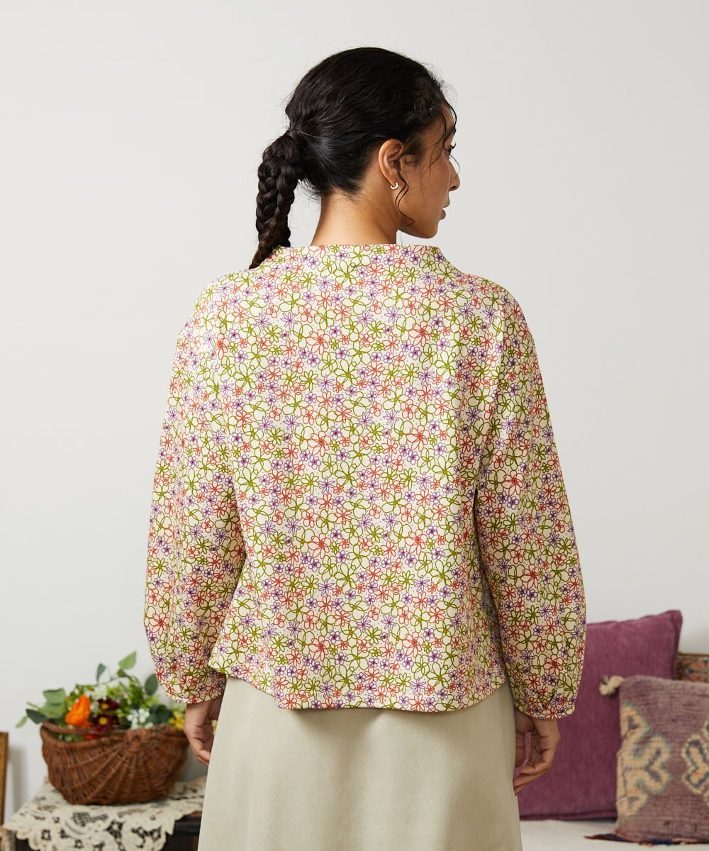 GJKCD30180 Jocomomola(ホコモモラ) Rocinante フラワープリント裏毛カットソー アイボリー