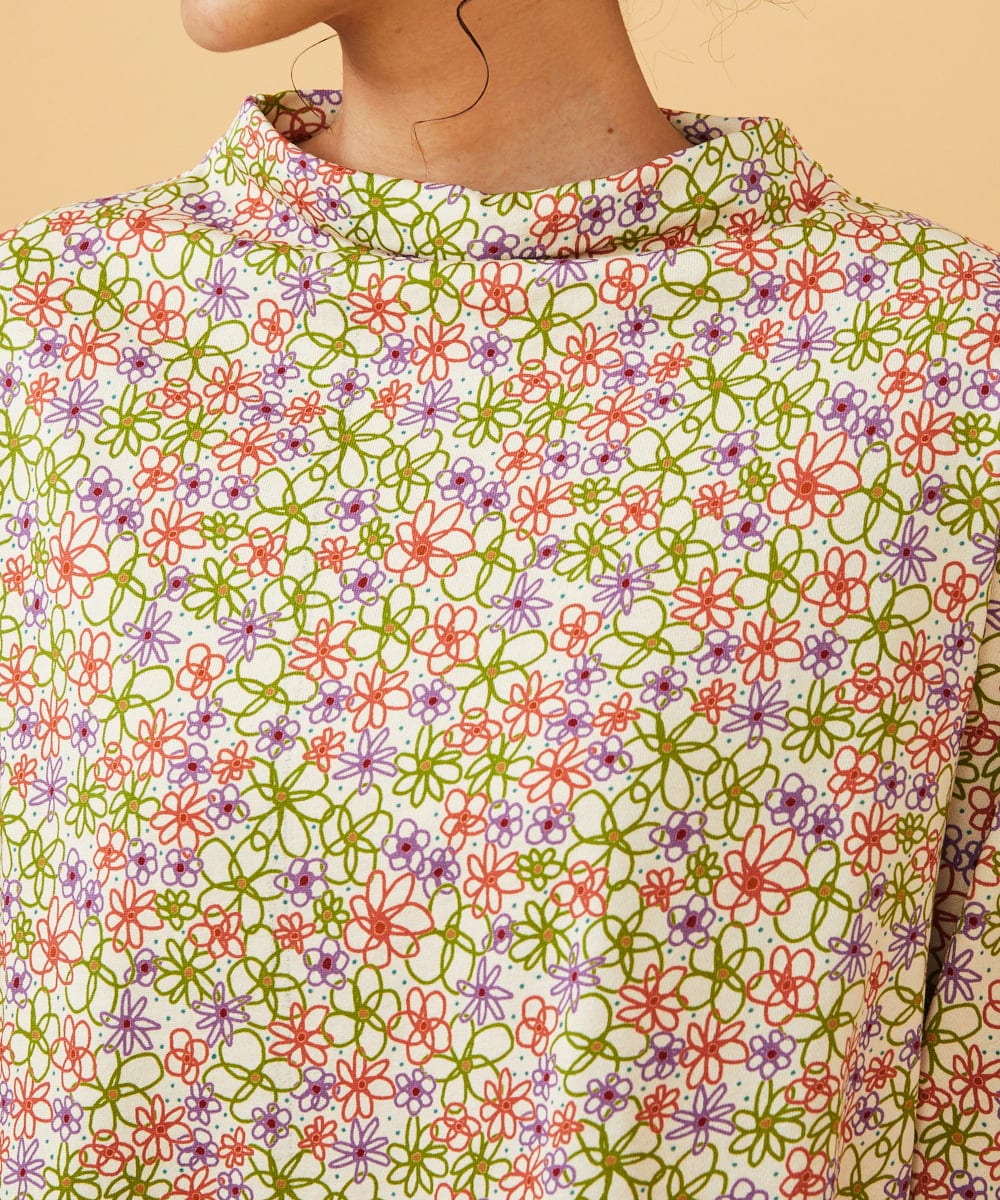 GJKCD30180 Jocomomola(ホコモモラ) 【早割10％OFF】フラワープリント裏毛カットソー アイボリー