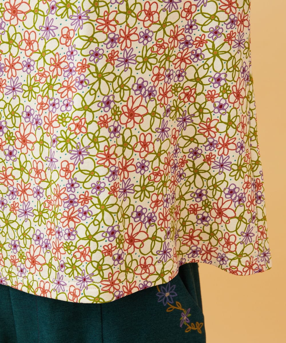 GJKCD30180 Jocomomola(ホコモモラ) 【早割10％OFF】フラワープリント裏毛カットソー アイボリー