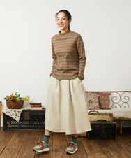 GJKCD31130 Jocomomola(ホコモモラ) Dentado ボーダーハイネックカットソー ピンク