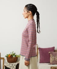 GJKCD31130 Jocomomola(ホコモモラ) Dentado ボーダーハイネックカットソー ピンク