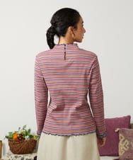 GJKCD31130 Jocomomola(ホコモモラ) Dentado ボーダーハイネックカットソー ピンク