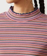 GJKCD31130 Jocomomola(ホコモモラ) Dentado ボーダーハイネックカットソー ピンク