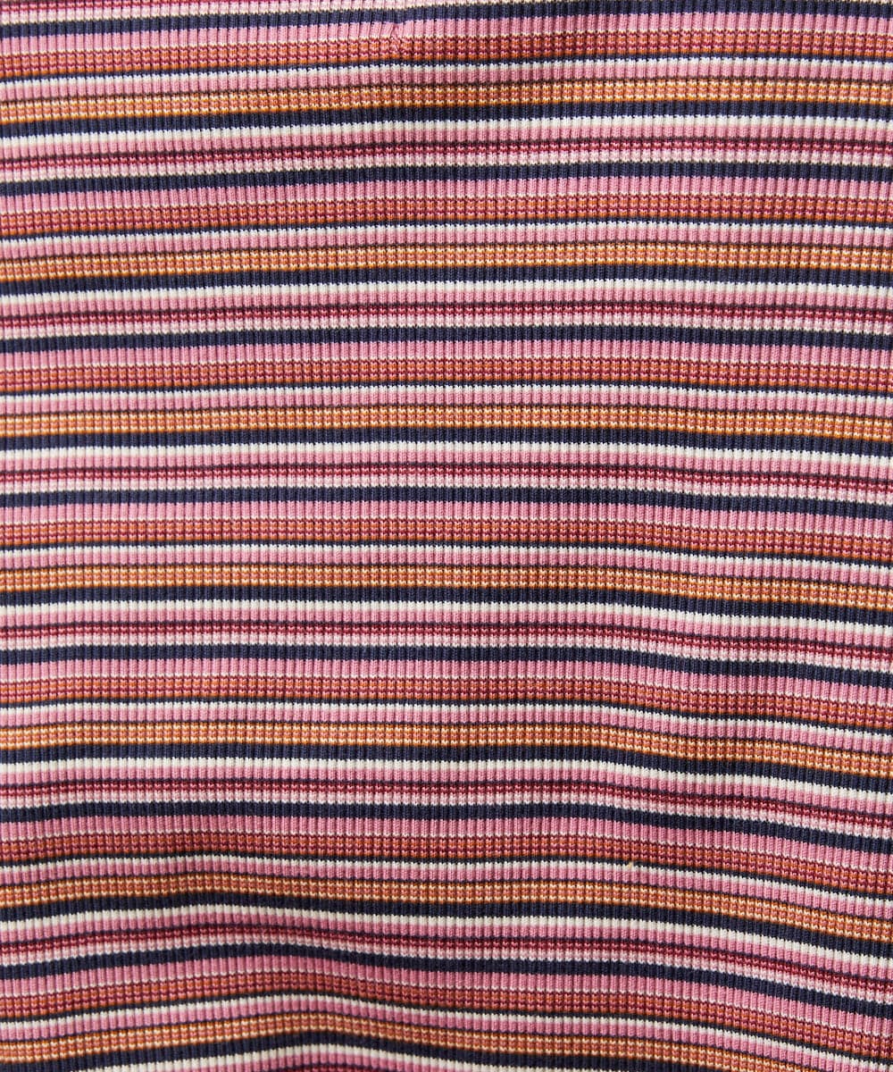 GJKCD31130 Jocomomola(ホコモモラ) Dentado ボーダーハイネックカットソー ピンク