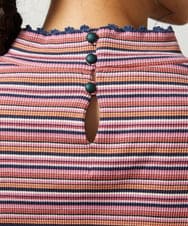 GJKCD31130 Jocomomola(ホコモモラ) Dentado ボーダーハイネックカットソー ピンク