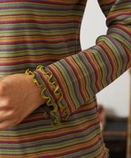 GJKCD31130 Jocomomola(ホコモモラ) Dentado ボーダーハイネックカットソー ピンク