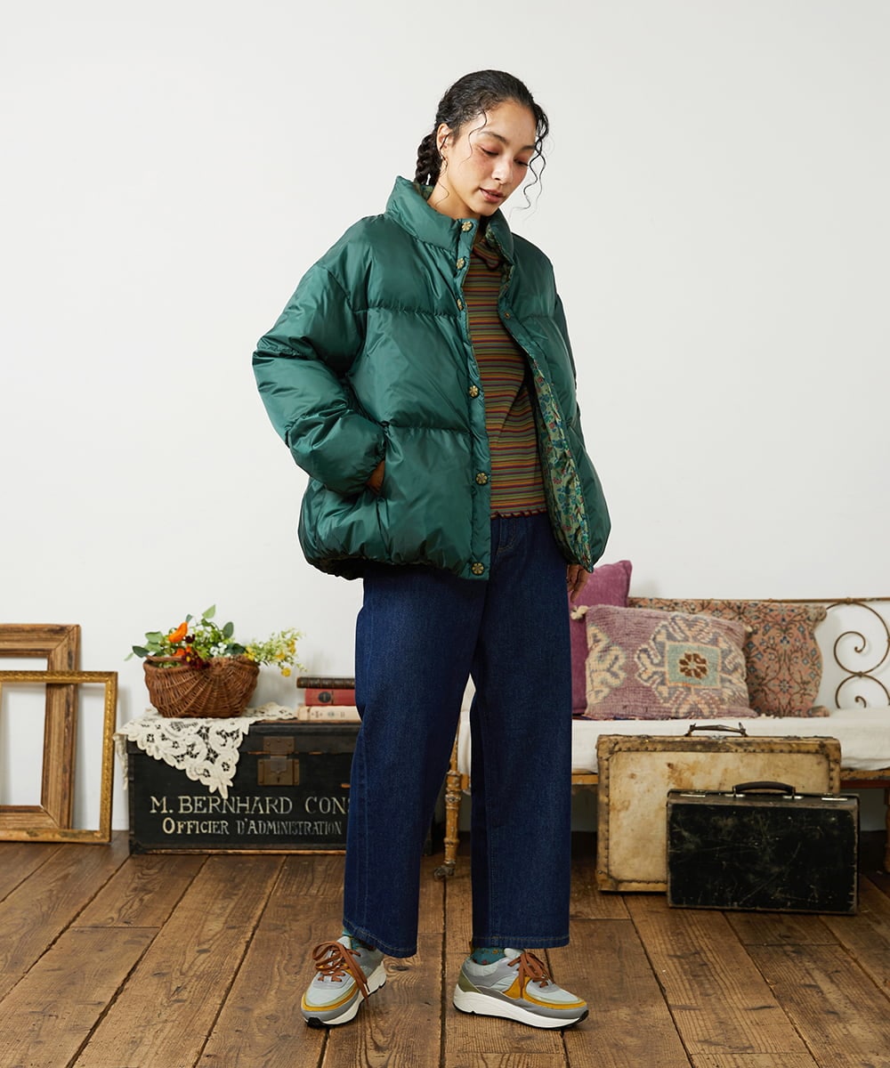 GJKCD32120 Jocomomola(ホコモモラ) Dentado ボーダー襟付きカットソー グリーン