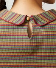 GJKCD32120 Jocomomola(ホコモモラ) Dentado ボーダー襟付きカットソー グリーン