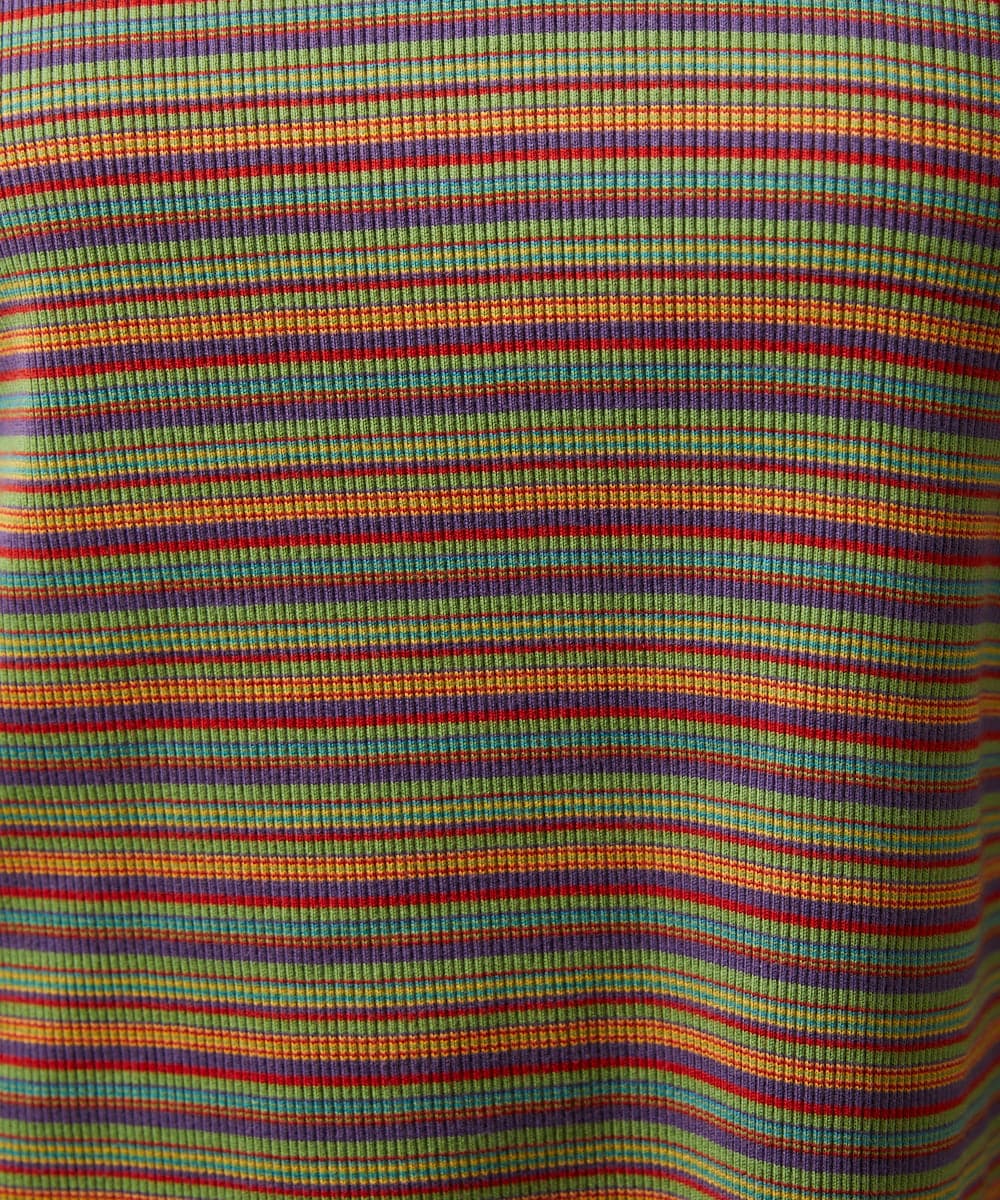 GJKCD32120 Jocomomola(ホコモモラ) Dentado ボーダー襟付きカットソー グリーン