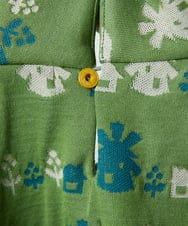 GJKCD33200 Jocomomola(ホコモモラ) Molino ロールカラーダブルジャカード総柄カットソー グリーン