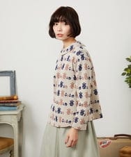 GJKCD33200 Jocomomola(ホコモモラ) Molino ロールカラーダブルジャカード総柄カットソー アイボリー