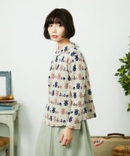 GJKCD33200 Jocomomola(ホコモモラ) Molino ロールカラーダブルジャカード総柄カットソー アイボリー