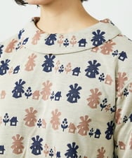 GJKCD33200 Jocomomola(ホコモモラ) Molino ロールカラーダブルジャカード総柄カットソー アイボリー