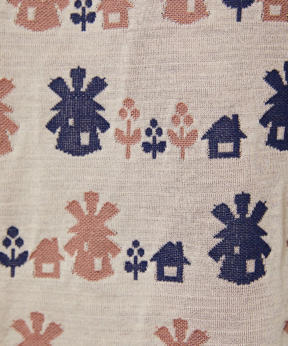 GJKCD33200 Jocomomola(ホコモモラ) Molino ロールカラーダブルジャカード総柄カットソー アイボリー