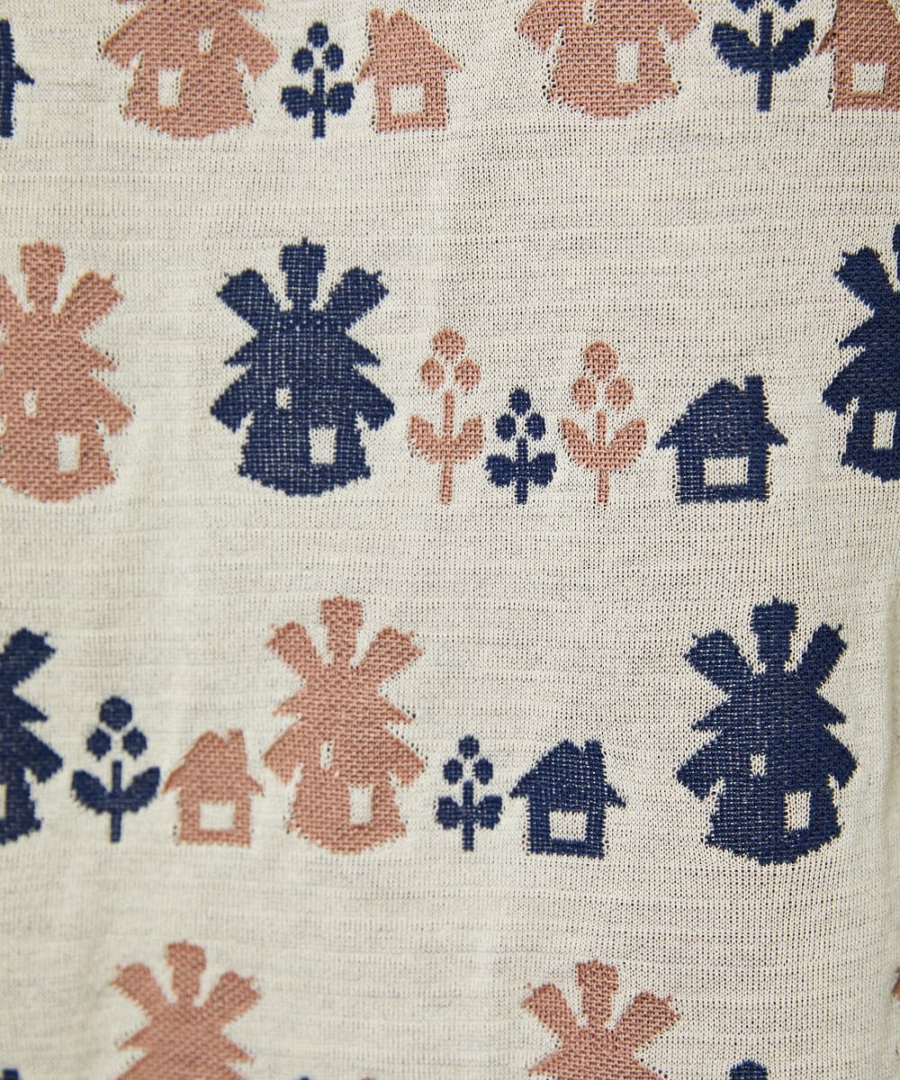 GJKCD33200 Jocomomola(ホコモモラ) Molino ロールカラーダブルジャカード総柄カットソー アイボリー