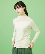 GJKDA31110 Jocomomola(ホコモモラ) ベアスムースレース切り替えカットソー アイボリー