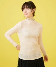 Peguena flor フラワーレースハイネックカットソー(カットソー