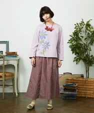 GJKDD01200 Jocomomola(ホコモモラ) Palominos flor フラワーアップリケカットソー ピンク