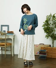 GJKDD01200 Jocomomola(ホコモモラ) Palominos flor フラワーアップリケカットソー ブルー