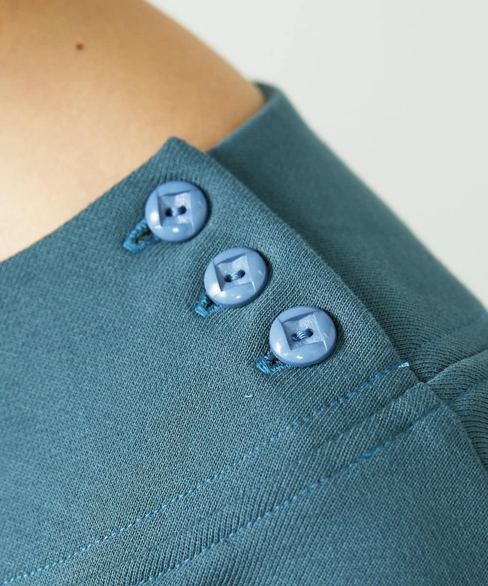 GJKDD01200 Jocomomola(ホコモモラ) Palominos flor フラワーアップリケカットソー ブルー