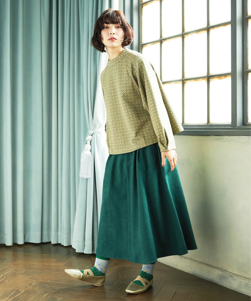 GJKDD31180 Jocomomola(ホコモモラ) Armadura de flores ジャカードカットソー ベージュ