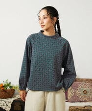 GJKDD31180 Jocomomola(ホコモモラ) 【先行予約】幾何学柄ジャカードカットソー ネイビー