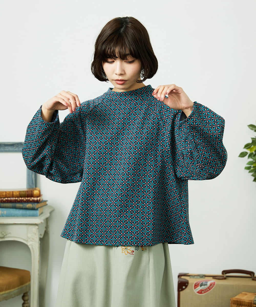 GJKDD31180 Jocomomola(ホコモモラ) Armadura de flores ジャカードカットソー ネイビー