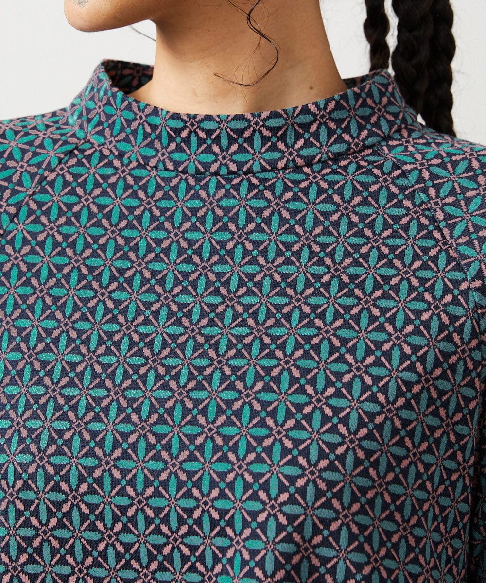 GJKDD31180 Jocomomola(ホコモモラ) 【先行予約】幾何学柄ジャカードカットソー ネイビー