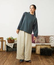 GJKDD31180 Jocomomola(ホコモモラ) 【先行予約】幾何学柄ジャカードカットソー ネイビー