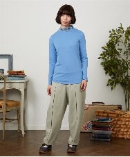 GJKDD32120 Jocomomola(ホコモモラ) ベアスムース 配色フラワー刺繍カットソー ブルー