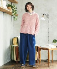 GJKDD32120 Jocomomola(ホコモモラ) ベアスムース 配色フラワー刺繍カットソー アイボリー