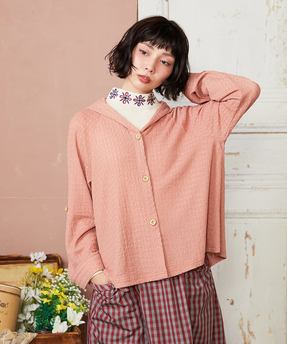 GJKDD32120 Jocomomola(ホコモモラ) ベアスムース 配色フラワー刺繍カットソー アイボリー