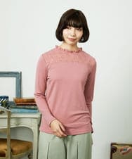 GJKDD33110 Jocomomola(ホコモモラ) ベアスムース  レース切り替えカットソー ピンク