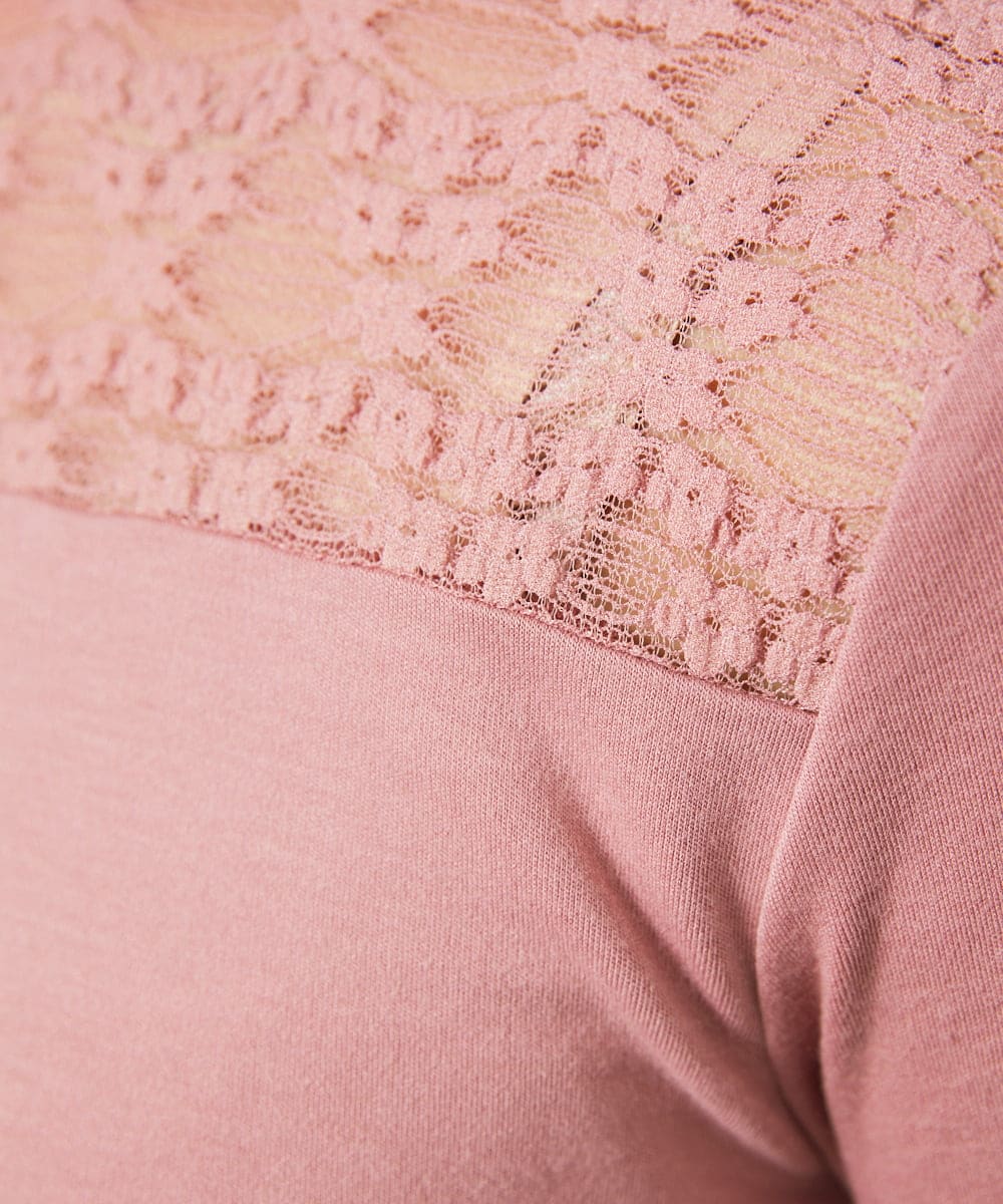 GJKDD33110 Jocomomola(ホコモモラ) ベアスムース  レース切り替えカットソー ピンク