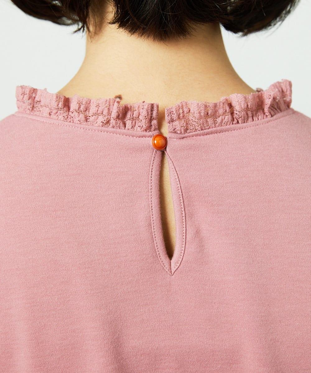 GJKDD33110 Jocomomola(ホコモモラ) ベアスムース  レース切り替えカットソー ピンク