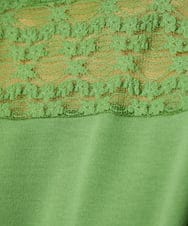 GJKDD33110 Jocomomola(ホコモモラ) ベアスムース  レース切り替えカットソー グリーン