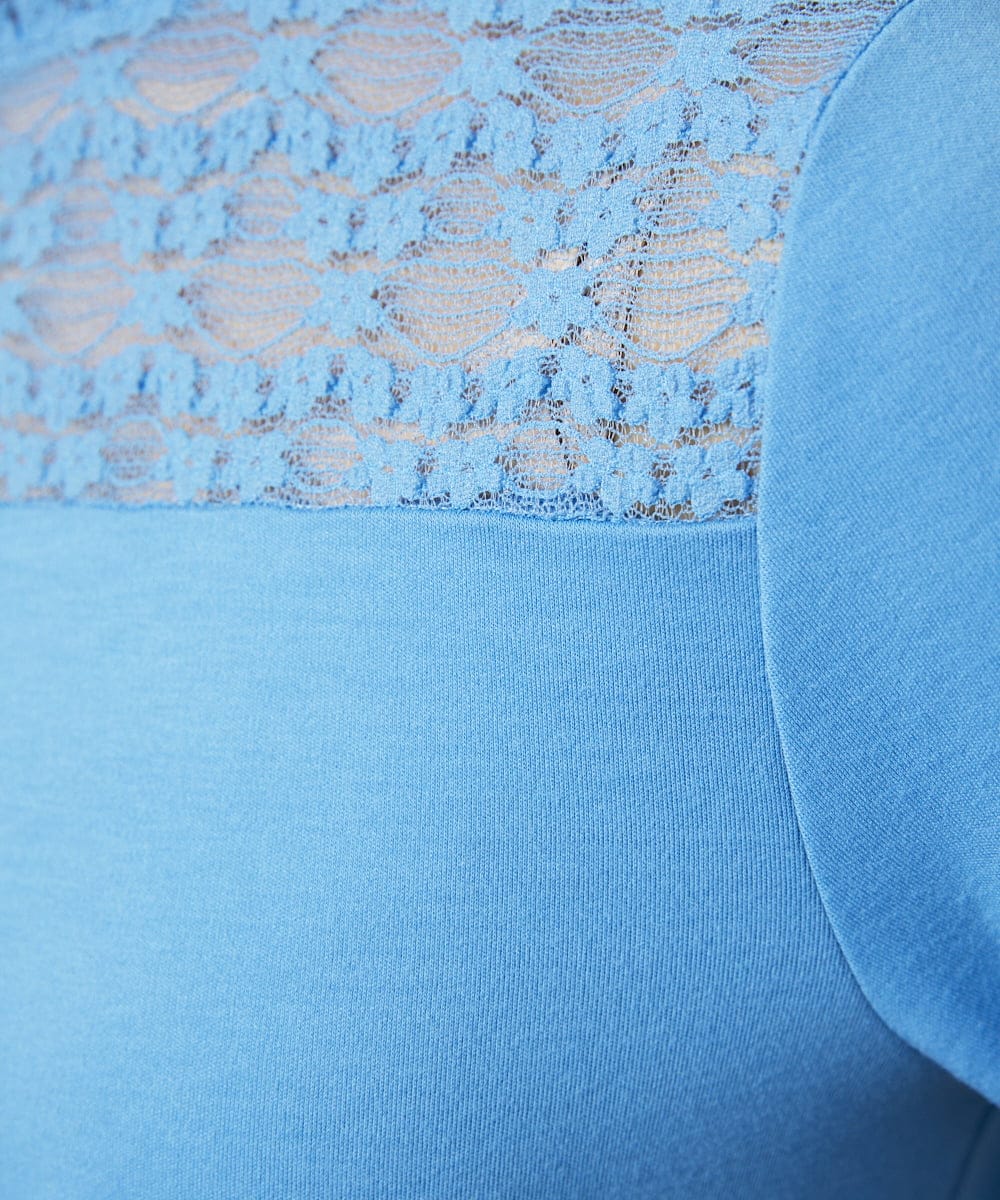 GJKDD33110 Jocomomola(ホコモモラ) ベアスムース  レース切り替えカットソー ブルー