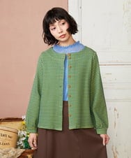 GJKDD33110 Jocomomola(ホコモモラ) ベアスムース  レース切り替えカットソー ブルー