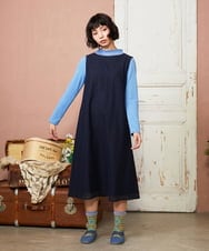 GJKDD33110 Jocomomola(ホコモモラ) ベアスムース  レース切り替えカットソー ブルー