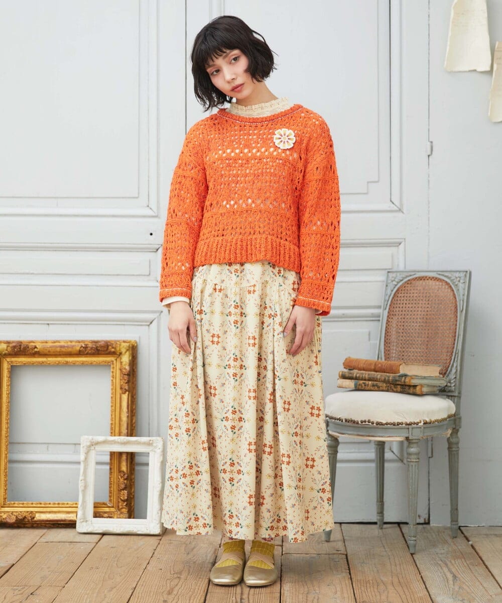 GJKDD33110 Jocomomola(ホコモモラ) ベアスムース  レース切り替えカットソー アイボリー