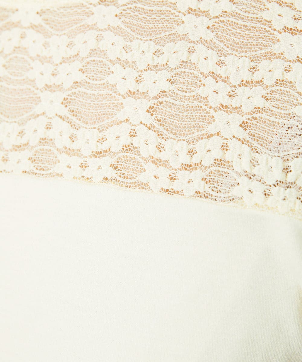 GJKDD33110 Jocomomola(ホコモモラ) ベアスムース  レース切り替えカットソー アイボリー