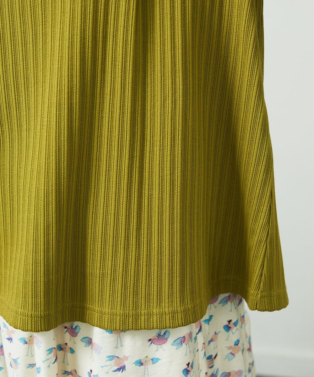 GJKDD34140 Jocomomola(ホコモモラ) 【2WAY】Tierras de cuitivo フラワー刺繍カットソー マスタード