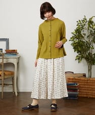 GJKDD34140 Jocomomola(ホコモモラ) 【2WAY】Tierras de cuitivo フラワー刺繍カットソー マスタード