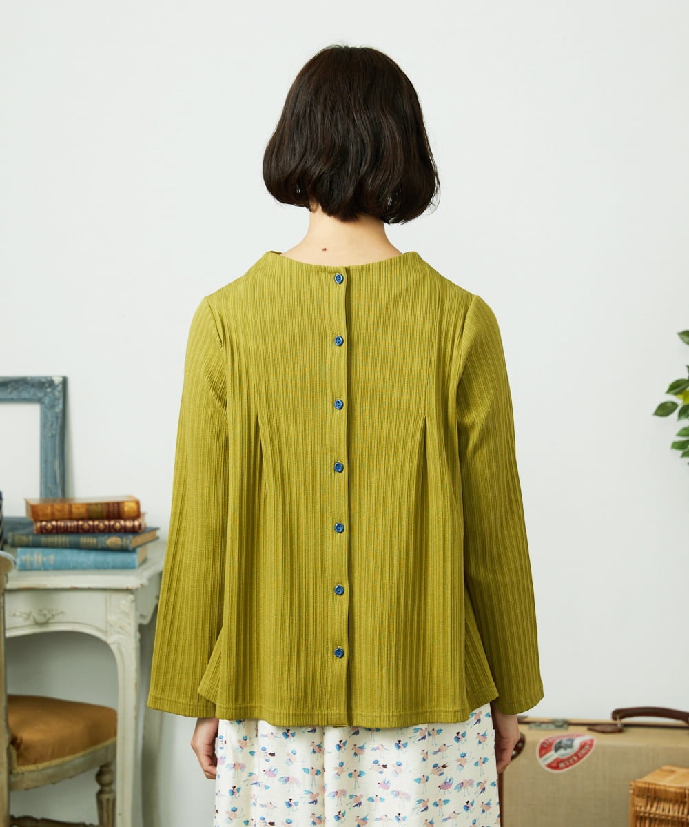 GJKDD34140 Jocomomola(ホコモモラ) 【2WAY】Tierras de cuitivo フラワー刺繍カットソー マスタード