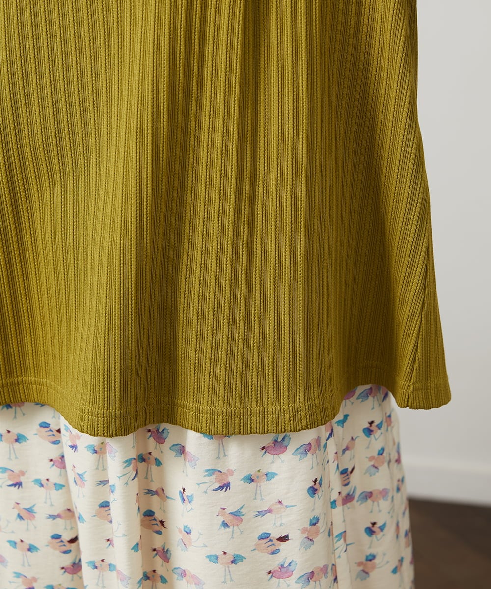 GJKDD34140 Jocomomola(ホコモモラ) 【2WAY】Tierras de cuitivo フラワー刺繍カットソー マスタード