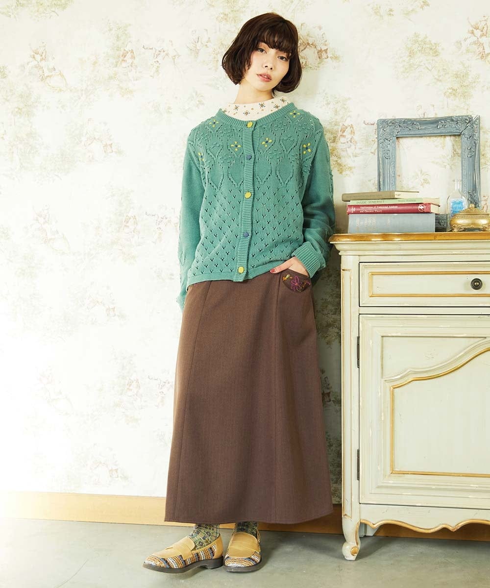 GJKDD34140 Jocomomola(ホコモモラ) 【2WAY】Tierras de cuitivo フラワー刺繍カットソー アイボリー