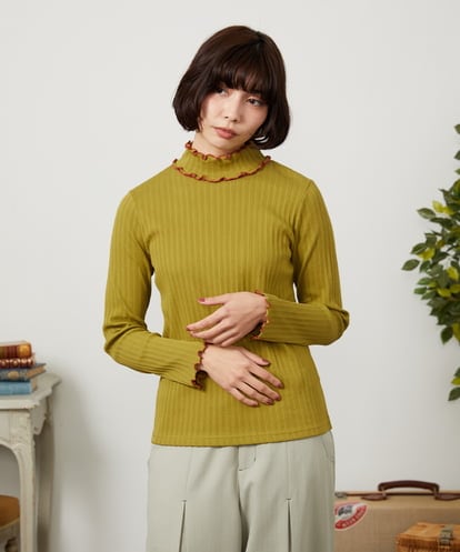 GJKDD35120 Jocomomola Tierras de cuitivo メロウハイネックカットソー