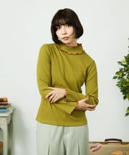 GJKDD35120 Jocomomola(ホコモモラ) Tierras de cuitivo メロウハイネックカットソー マスタード