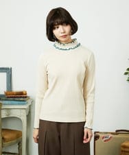 GJKDD35120 Jocomomola(ホコモモラ) Tierras de cuitivo メロウハイネックカットソー アイボリー