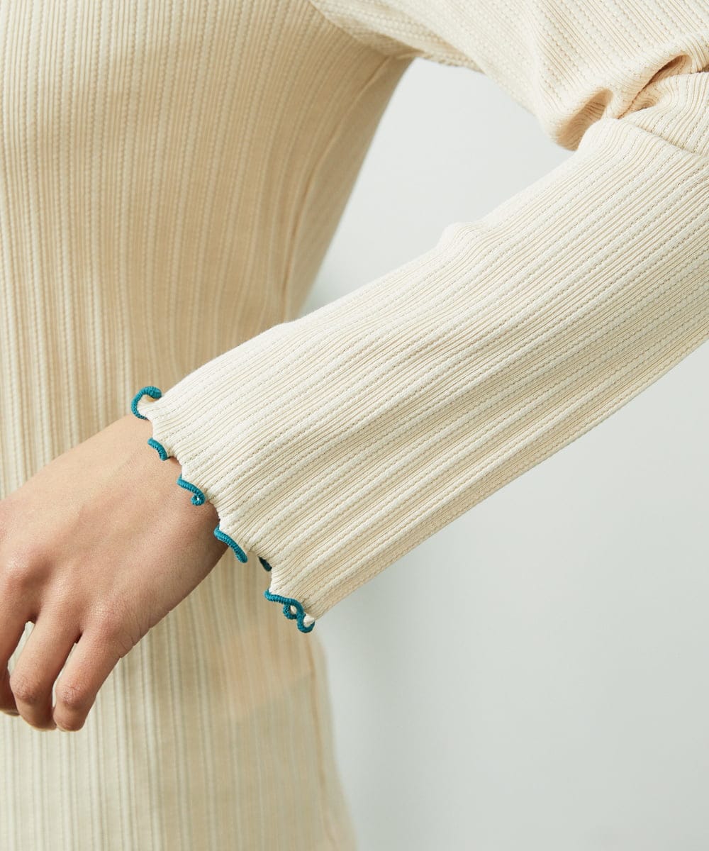 GJKDD35120 Jocomomola(ホコモモラ) Tierras de cuitivo メロウハイネックカットソー アイボリー